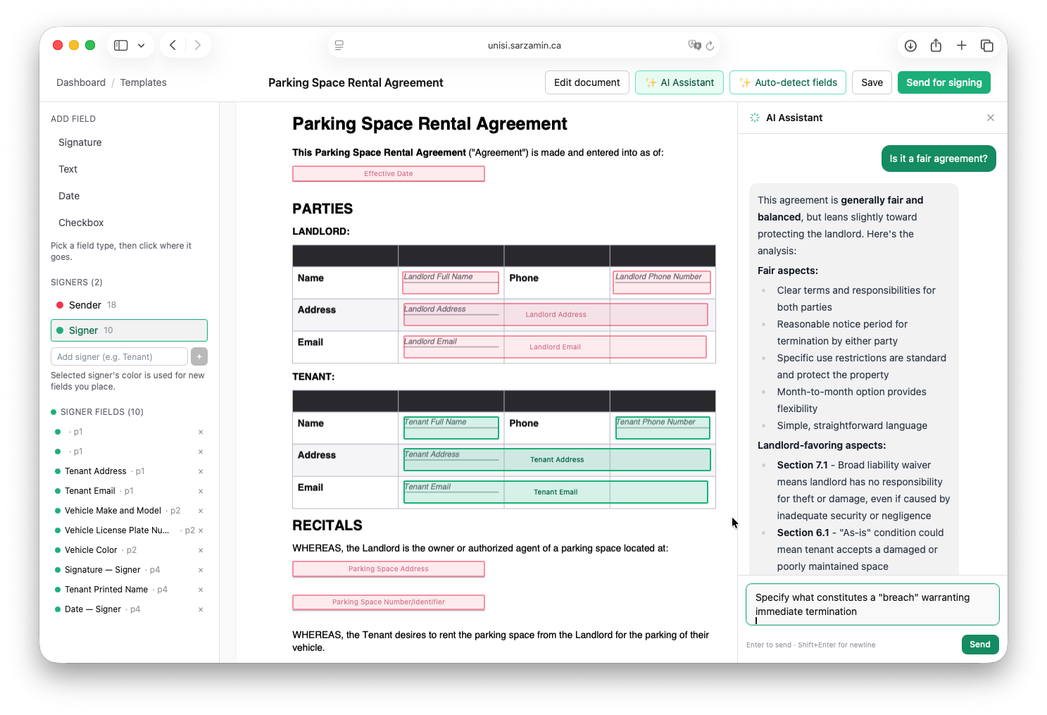 UniSi document editor